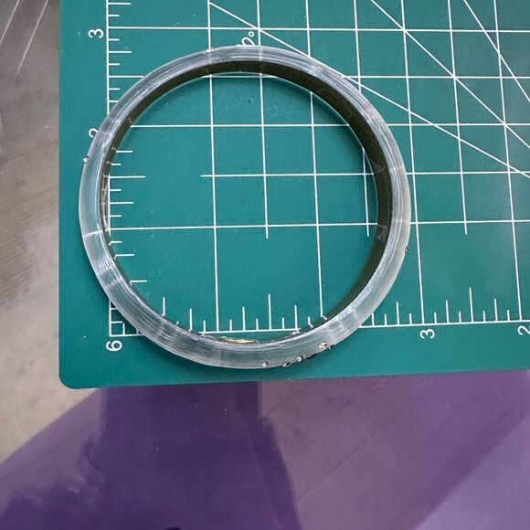 Alexis Bittar Iridescent Silver Lucite and Crystal Bangle Bracelet - Picture 9 of 10